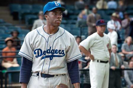 42 Movie starring Chadwick Boseman as Jackie Robinson